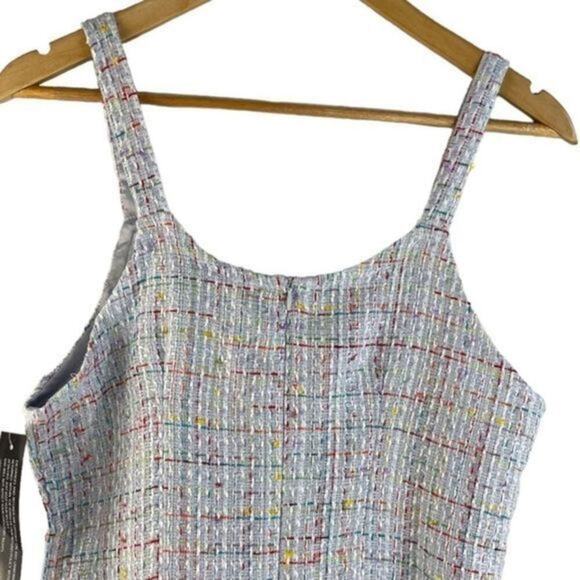 Sister Jane Sleeveless Baby Blue Multicolored Tweed Mini Dress Small NWT - Picture 6 of 11